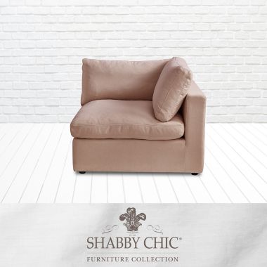 Shabby Chic Linen Right-Arm Sofa Seat in Pink. View a larger version of this product image.
