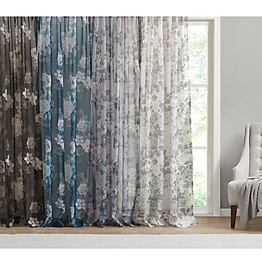 Madison Park Simone 95-Inch Sheer Twisted Tab Top Window Curtain Panel in Navy (Single). View a larger version of this product image.
