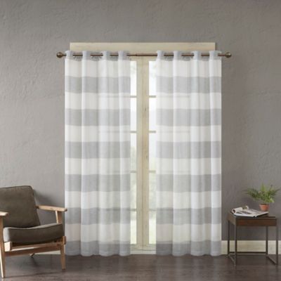 Urban Habitat Mason Yarn Dyed Woven Sheer 95-Inch Window Curtain Panel in Grey (Single)