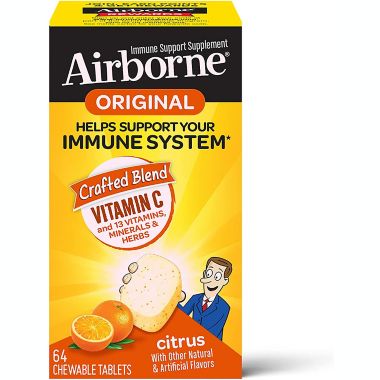 Airborne&reg; 64-Count Chewable Immune Support Tablets in Citrus. View a larger version of this product image.