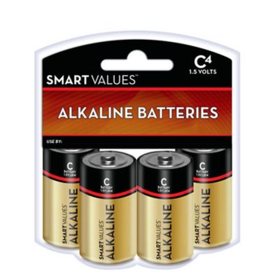 Smart Values&trade; 4-Pack C Alkaline Batteries