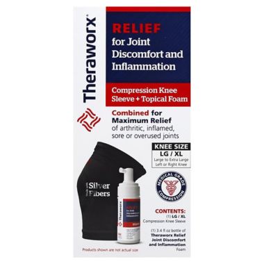 Theraworx&reg; Joint Relief Foam 3.4 oz. and Knee Compression Sleeve (Large/XL). View a larger version of this product image.