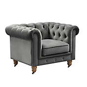 Shabby Chic Chesterfield Club Chair in Dark Grey