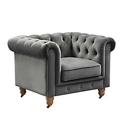 Shabby Chic Chesterfield Club Chair in Dark Grey