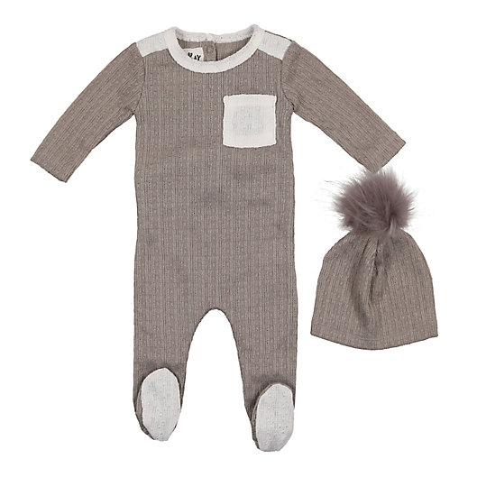Alternate image 1 for HannaKay, By Maniere 2-Piece Marled Footie and Faux Fur Pom Hat