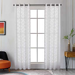 Lyndale Blake 108-Inch Grommet Sheer Window Curtain Panel in White (Single)