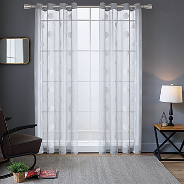 Lyndale Harper 108-Inch Grommet Sheer Window Curtain Panel in Silver (Single). View a larger version of this product image.