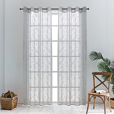 Lyndale Lillian 95-Inch Grommet Sheer Window Curtain Panel in Silver (Single). View a larger version of this product image.