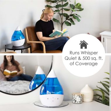 Crane Top Fill Drop Humidifier with Sound Machine in Blue/White. View a larger version of this product image.