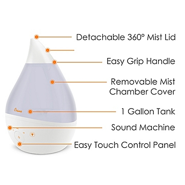 Crane Top Fill Drop Humidifier with Sound Machine in White. View a larger version of this product image.