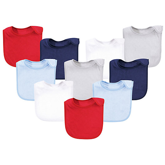 Alternate image 1 for Hudson Baby® 10-Pack Rayon from Bamboo Basic Terry Solid Color Drooler Bibs