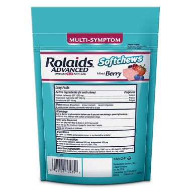 Rolaids&reg; 28-Count Advanced Antacid Plus Anti-Gas Softchews in Mixed Berry. View a larger version of this product image.