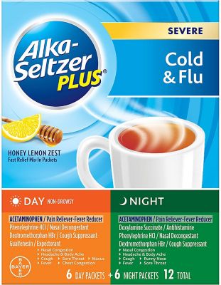 Alka-Seltzer Plus&reg; 12-Count Severe Cold &amp; Flu Day/Night Powder Packets in Honey Lemon Zest