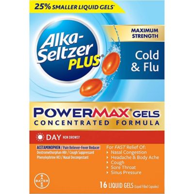Alka-Seltzer Plus&reg; Maximum Strength 16-Count PowerMax&reg; Cold &amp; Flu Liquid Gels
