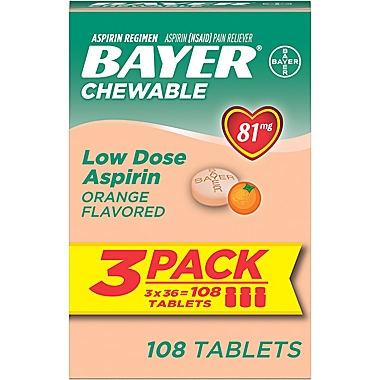 Bayer&reg; Children&#39;s Aspirin 108-Count Chewable Tablets. View a larger version of this product image.