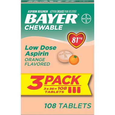 Bayer&reg; Children's Aspirin 108-Count Chewable Tablets. View a larger version of this product image.