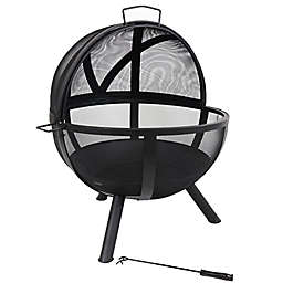 Sunnydaze Flaming Ball Wood Burning Fire Pit in Black