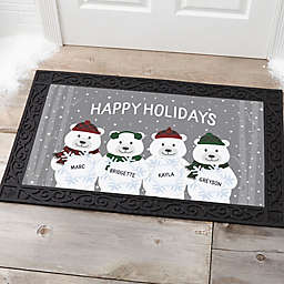 Polar Bear Family Personalized Christmas Doormat