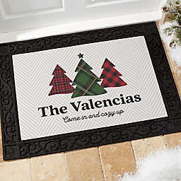 Plaid & Print Personalized Christmas Doormat