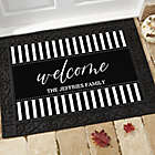 Alternate image 0 for Spellbinding Stripes Personalized Black & White Halloween Doormat
