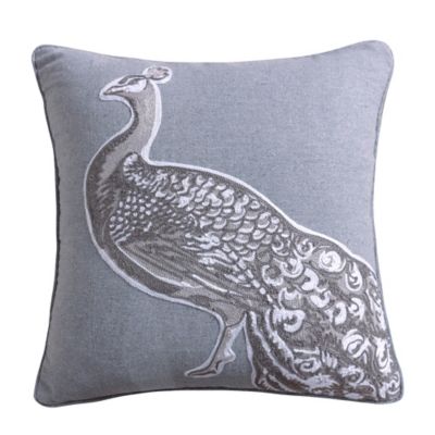 Levtex Home Pisa Peacock Square Throw Pillow in Grey