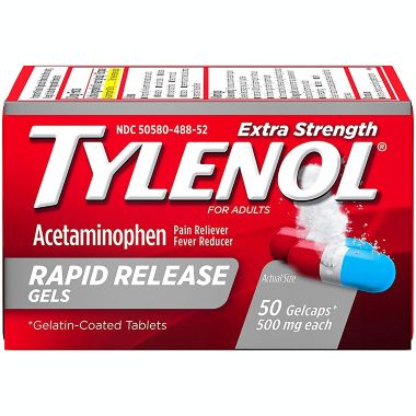 Tylenol&reg; 50-Count Rapid Relief Gels. View a larger version of this product image.