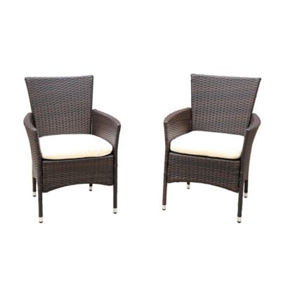 Boyel Living 2-Piece Rattan Patio Armchair Seat with Cushions in Brown