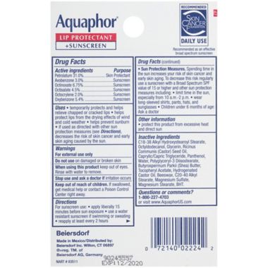 Aquaphor&reg; 2-Pack 0.35 oz. Lip Protectant + Sunscreen SPF 30 Lip Balms. View a larger version of this product image.