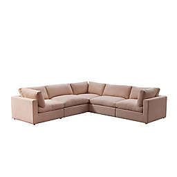 Shabby Chic Linen Modular L-Shape Sectional Sofa