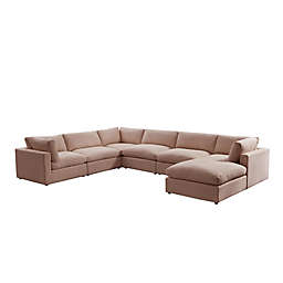 Shabby Chic Linen U-Shape Sectional Sofa