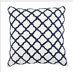 A&B Home Moorish Embroidered Square Throw Pillow in White/Blue