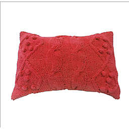 A&B Home Twisted Cable Knit Polyester 14-Inch x 20-Inch Oblong Throw Pillow in Red
