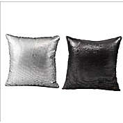 A&amp;B Home Vintage Glamour Sequin Square Throw Pillows in Silver (Set of 2)