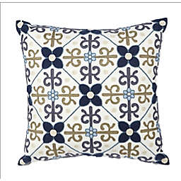 A&B Home Embroidered Square Throw Pillow in Blue/Gold