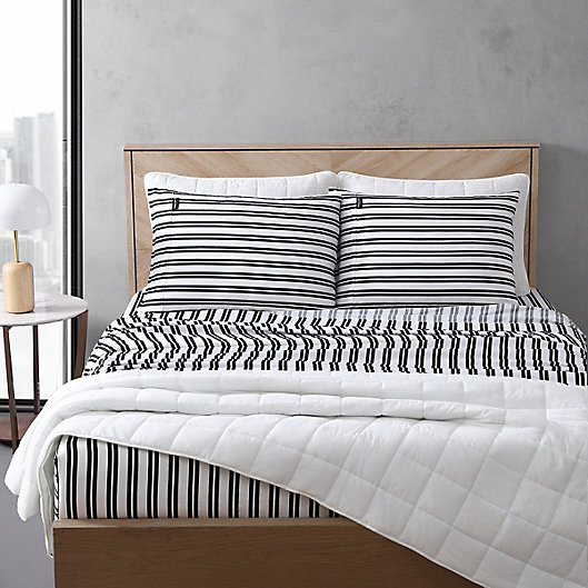 Kenneth Cole Classic Ticking Stripe, Kenneth Cole Home Oxford Duvet Cover In Grey Striped