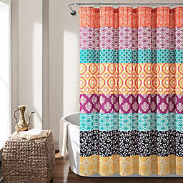 Lush Décor 72-Inch x 72-Inch Bohemian Stripe Shower Curtain in Fuchsia/Orange