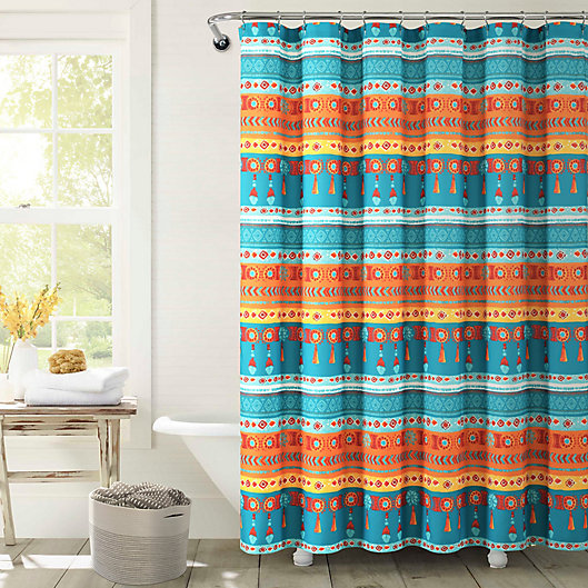 Boho Watercolor Border Shower Curtain, 88 Inch Long Shower Curtain