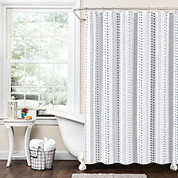 Lush Décor 72-Inch x 72-Inch Hygge Stripe Shower Curtain in Navy/White