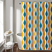 Lush D&eacute;cor 72-Inch x 72-Inch Mid Century Geo Shower Curtain in Turquoise/Orange