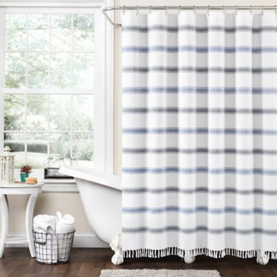 Fringe Shower Curtain Bed Bath Beyond, Navy And White Shower Curtain With Tassels