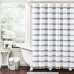 Lush Décor 72-Inch x 72-Inch Stripe Woven Textured Shower Curtain