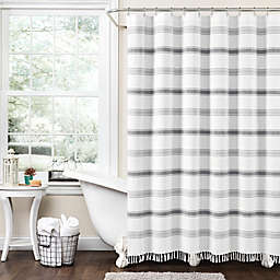 Lush Décor 72-Inch x 72-Inch Stripe Woven Textured Shower Curtain in Grey