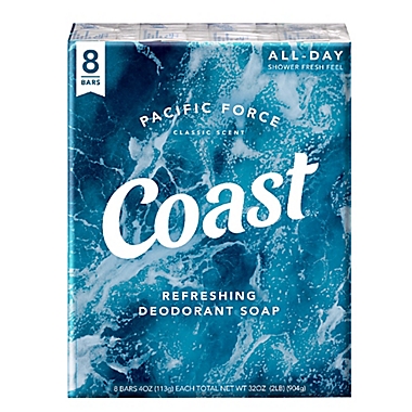 Coast&reg; 8-Count 4 oz. Refreshing Deodorant Bar Soap in Classic Pacific Force Scent. View a larger version of this product image.