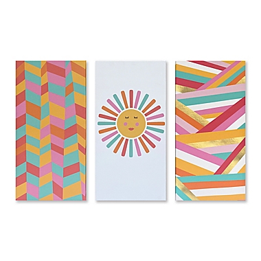 Wild Sage&trade; Geometric Sun 15-Inch x 30-Inch Canvas Wall Art (Set of 3). View a larger version of this product image.