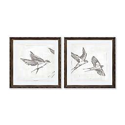 Bee & Willow™ Flying Birds 30-Inch Square Framed Wall Art in Brown/Multi (Set of 2)
