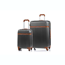 CHAMPS Vintage 2-Piece Hardside Expandable Spinner Luggage Set in Dark Grey