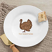 &quot;Gather &amp; Gobble&quot; Personalized Thanksgiving Appetizer Plate in White