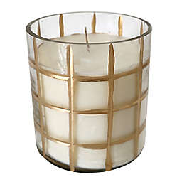A&B Home Square Pattern 4.5 oz. Cut Glass Candle in Gold