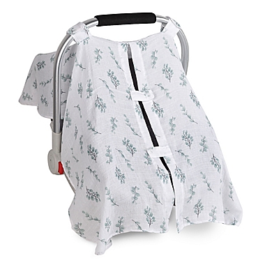 Belle ON THE GO Eucalyptus Canopy Car Seat Cover in White/Green. View a larger version of this product image.