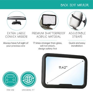 Belle ON THE GO Back Seat Mirror in Black. View a larger version of this product image.
